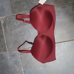 NWT Auden Burgundy Lightly Lined T-shirt Wire Free Bra 46C
